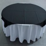 Mesa Redonda 10p + mantel blanco + carpeta negra