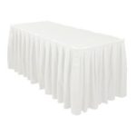 Mesa rectangular 10p + mantel blanco + faldin blanco