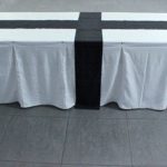 Mesa rectangular 10p + mantel + faldin + camino negro