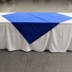 Mesa rectangular 10p + mantel + faldin + carpeta azul